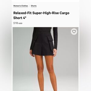Lululemon Relaxed-Fit Super-High-Rise Cargo Short 4"
